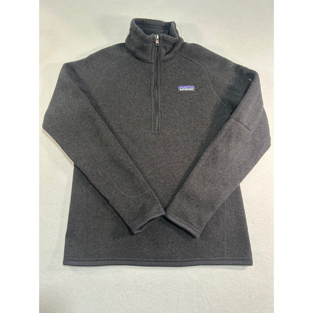 Patagonia Better Sweater‎ Pullover Womens Small Black 1/4 Zip Fleece Jacket Logo